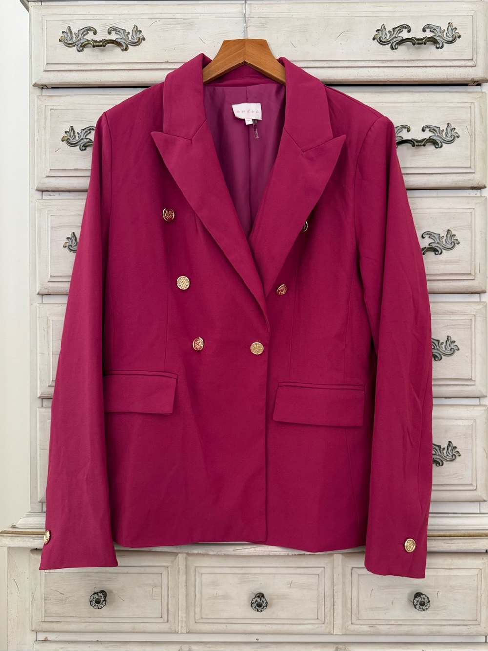 Vici Magenta Gold Button Professional Blazer